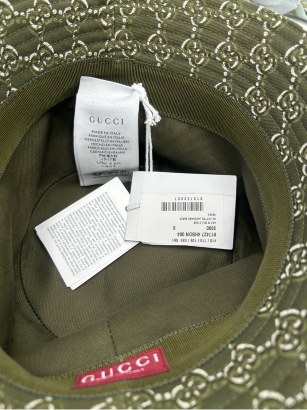 Men’s Gucci, GG shadow jacquard cotton bucket, hat, size small made in Italy - Picture 5 of 6